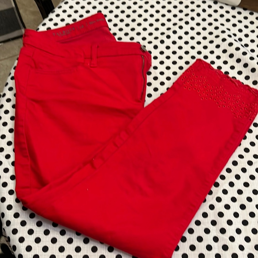 Red Talbots cropped jeans